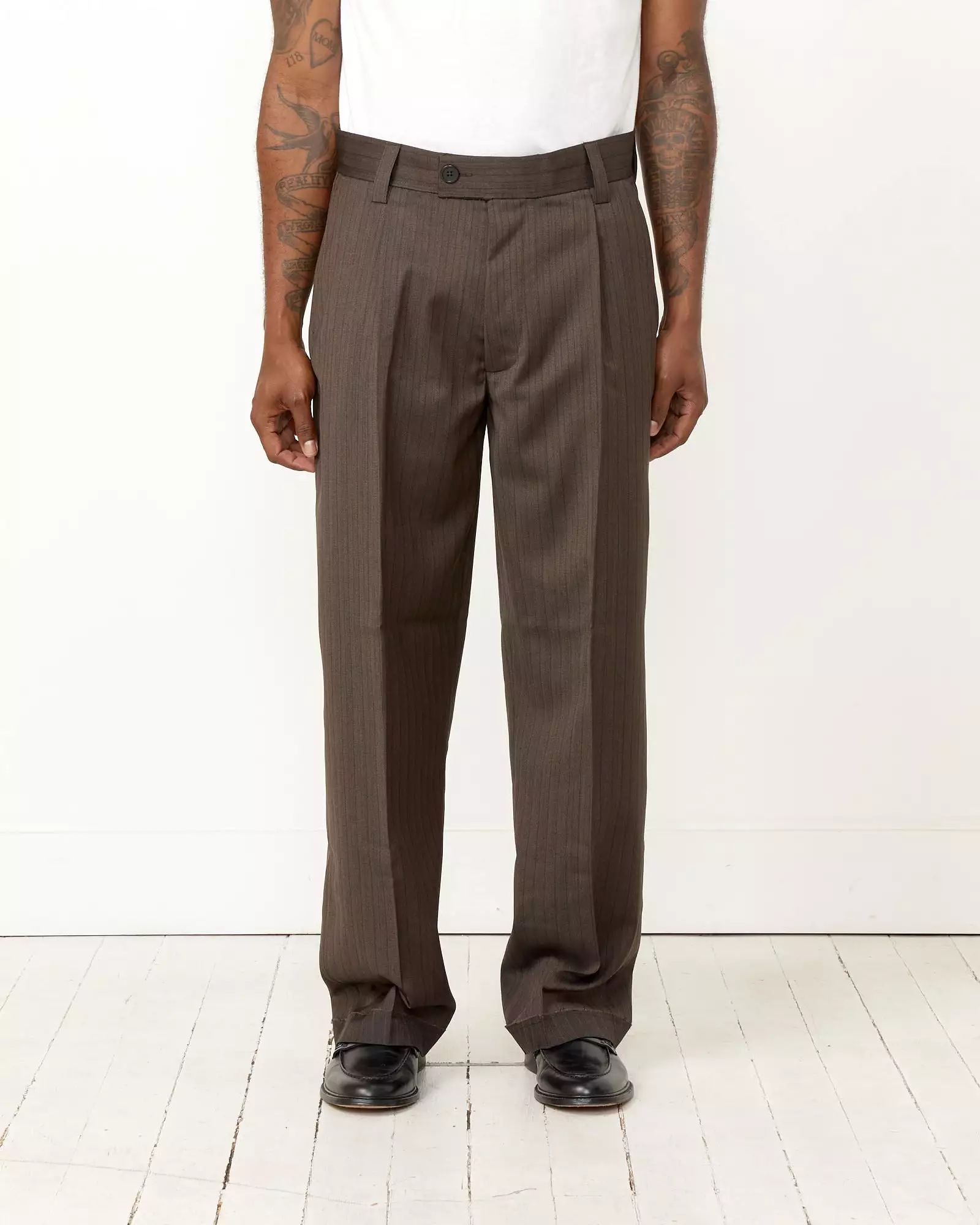 Patch Trouser in Vintage Pinstripe