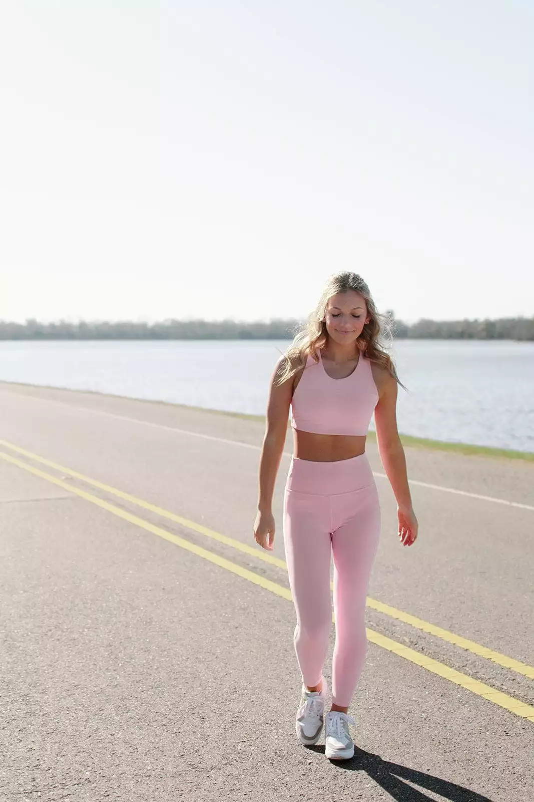 Pink Active Set Criss Cross Sports Bra