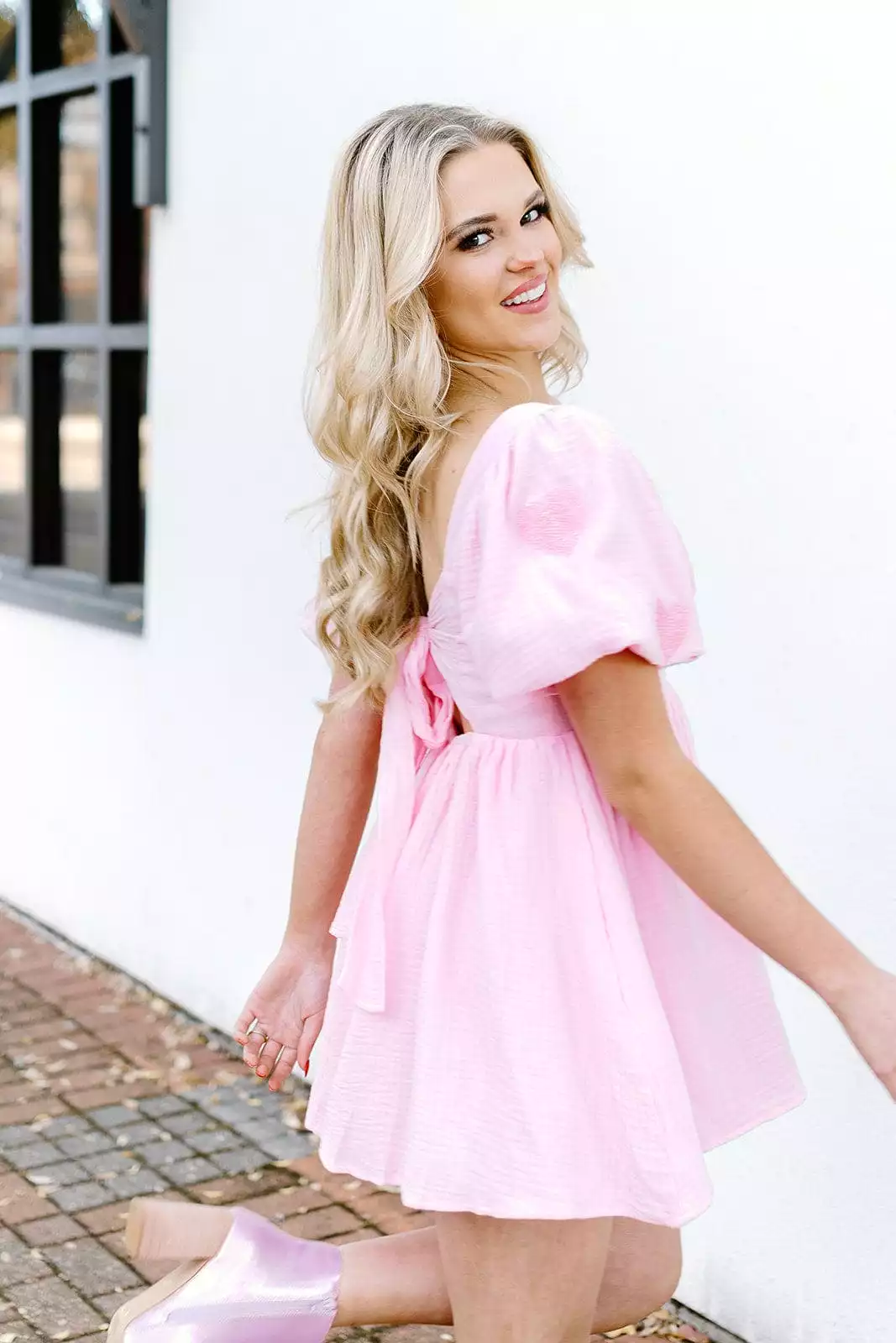 Pink Heart Patch Valentine Romper