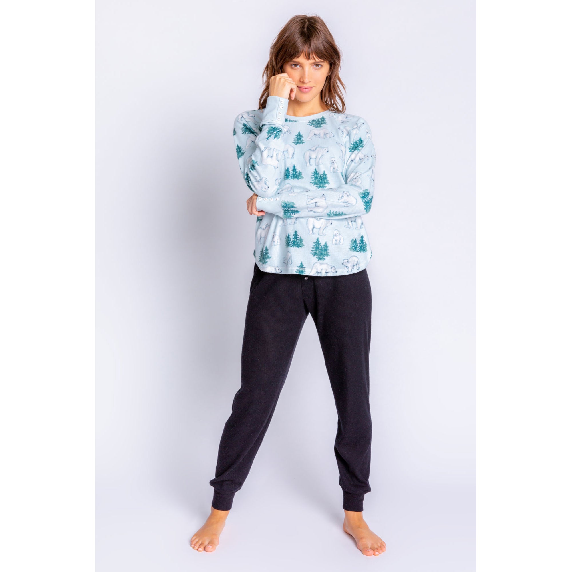 PJ Salvage Women's Just Chill Polar Bear Top - ICE BLUE