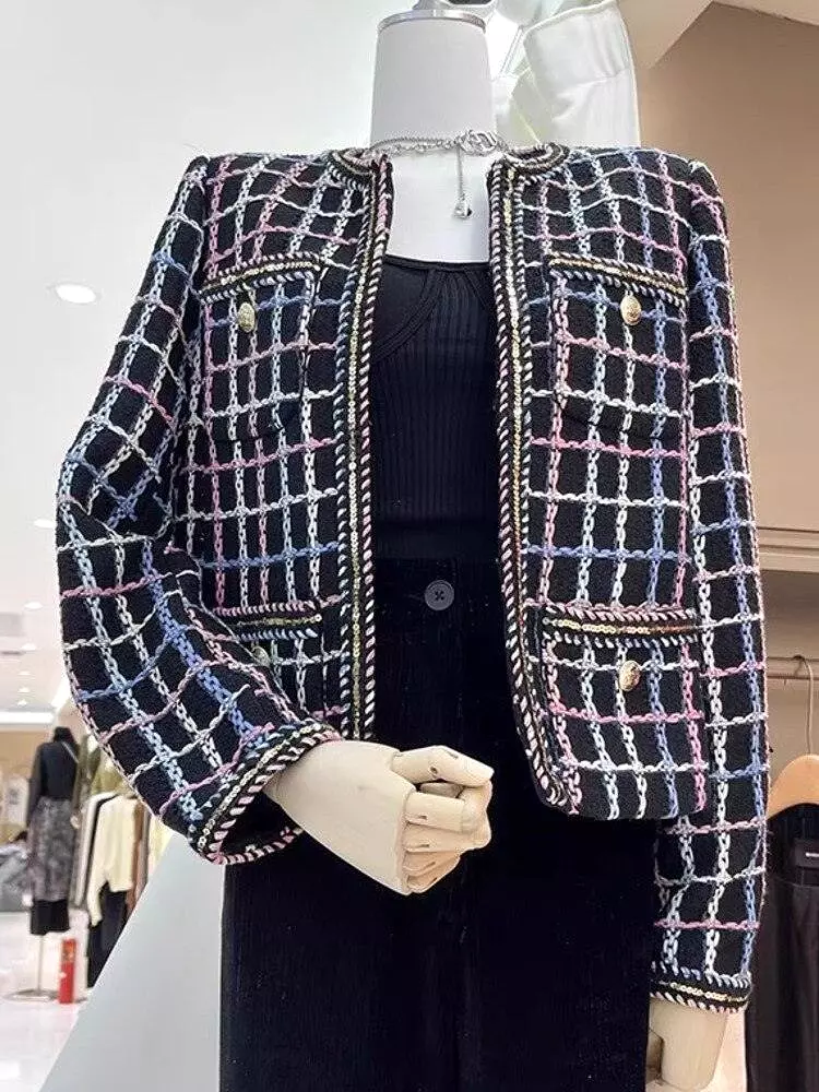 Plaid Casual Tweed Jacket Women