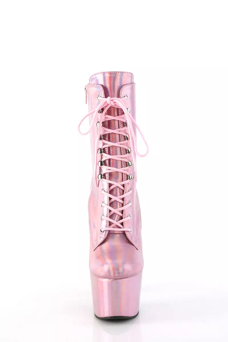 Pleaser USA Adore-1020HG 7inch Pleaser Boots - Holographic Baby Pink