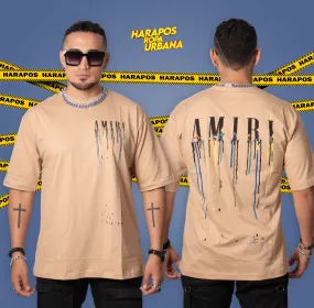 Polera amiri crema letras derretidas