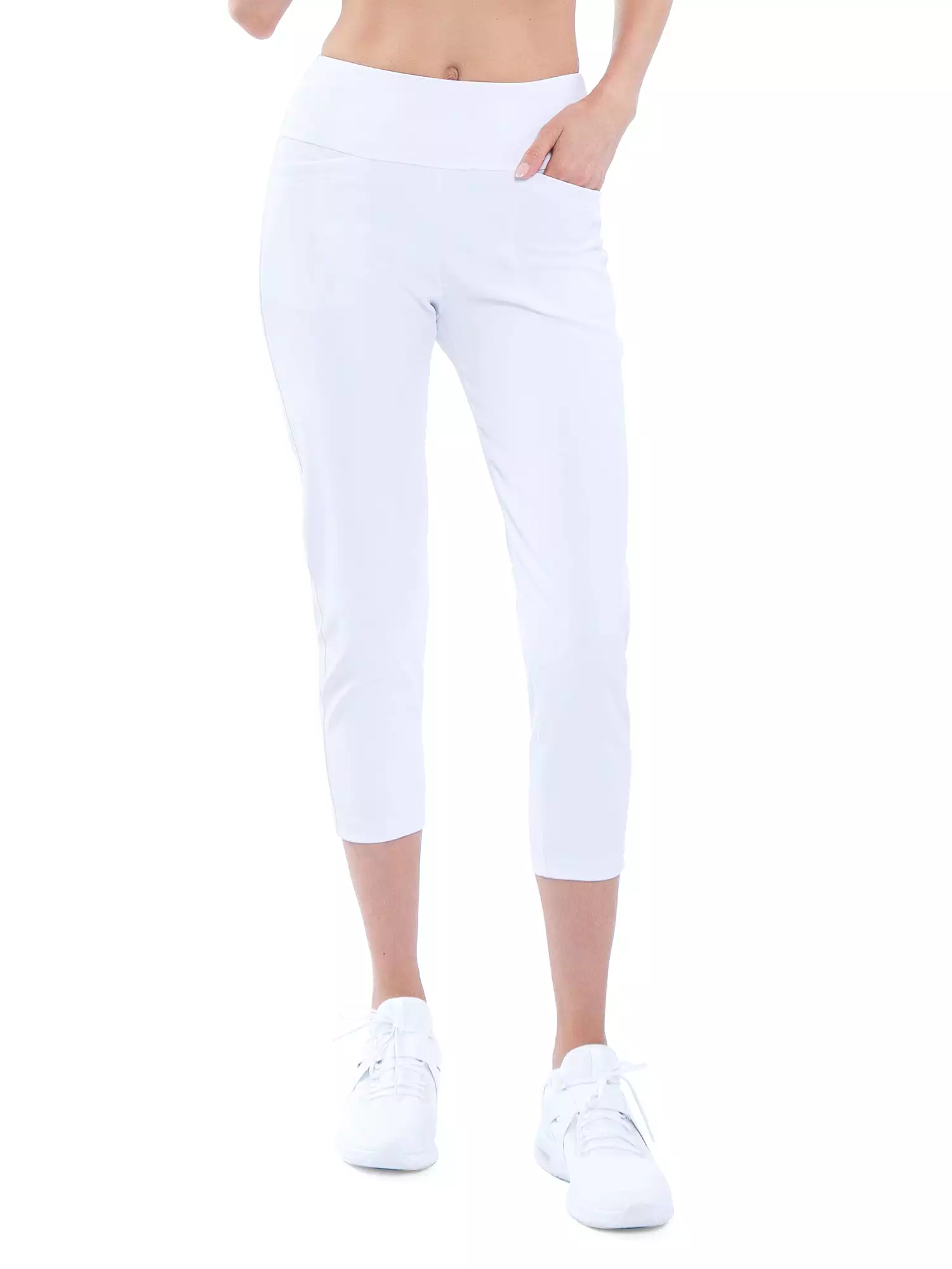 Quick Dry Women's Golf 24 Capri - White