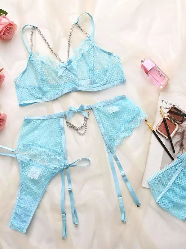 Sexy Lace Mesh Women Lingerie Set