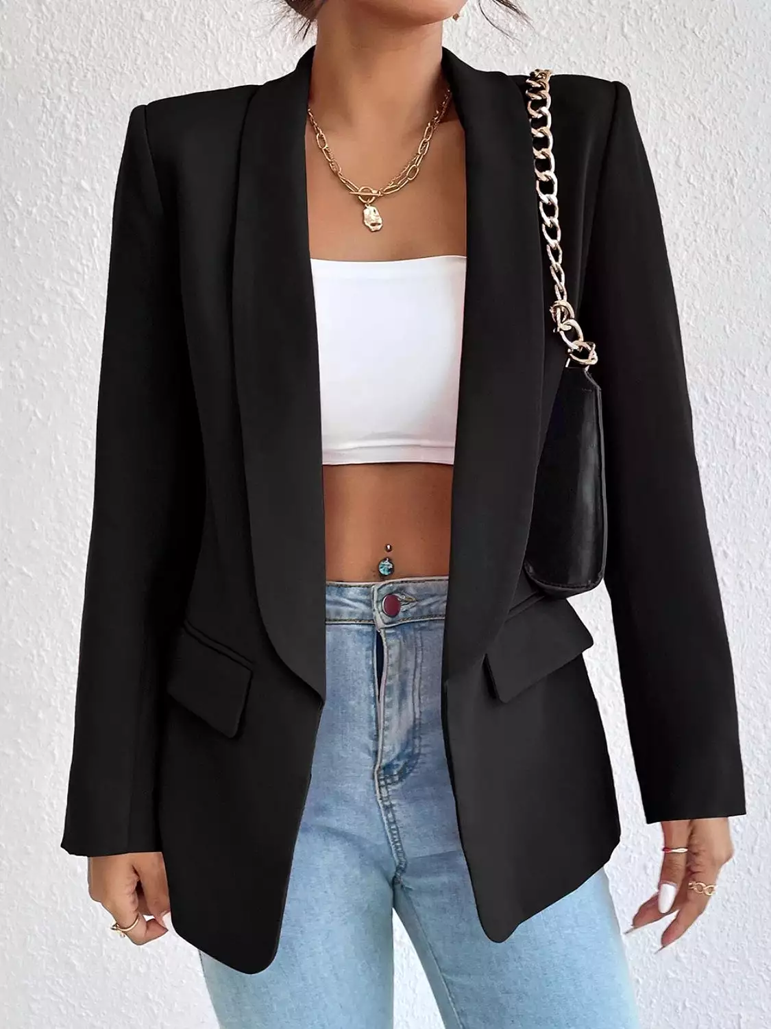 Shawl Collar Long Sleeve Blazer