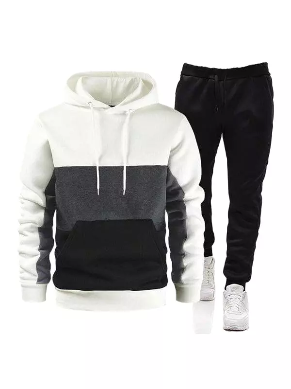 Spliced Hoodie Men Tracksuit