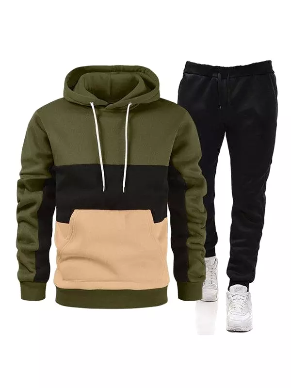 Spliced Hoodie Men Tracksuit