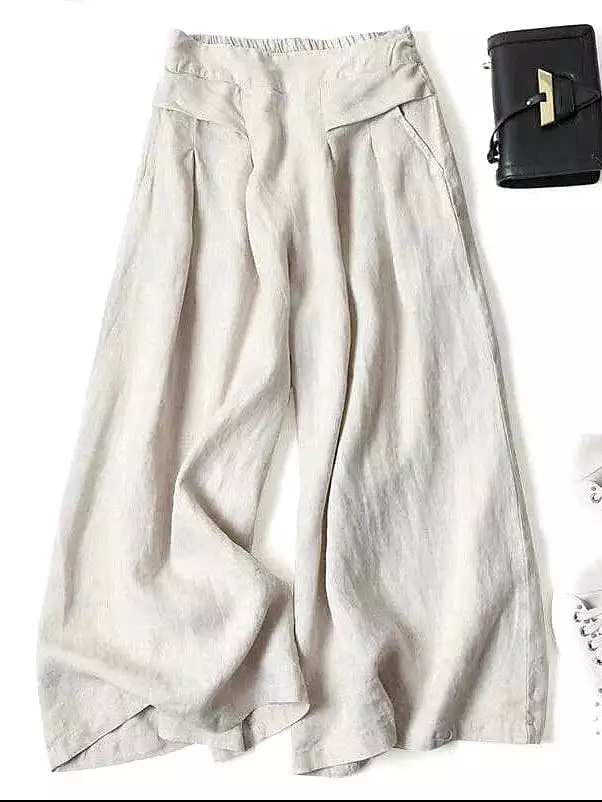 Stylish High Waist Black and White Wide Leg Cotton Culottes for Women