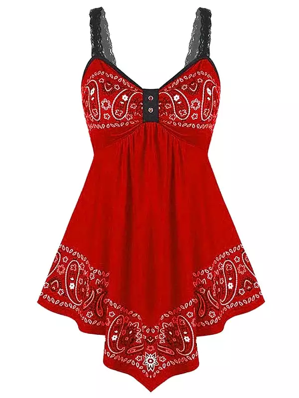 Stylish Women's Plus Size Lace Camisole Summer Top