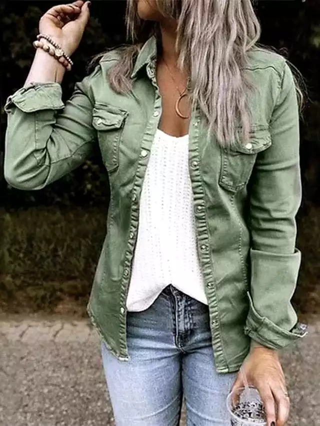 Stylish Women's Waterproof Denim Jacket with Single Breasted Design