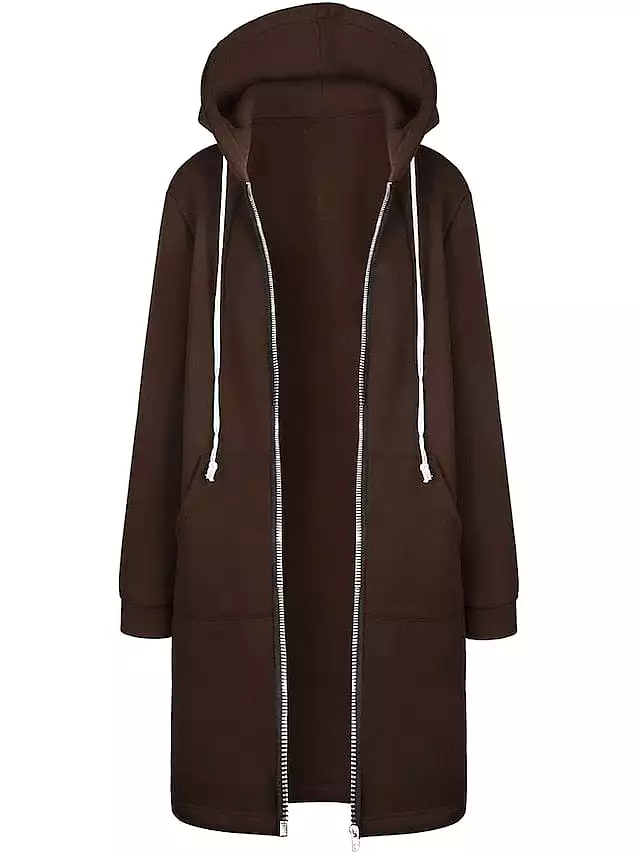 Stylish Women's Zip-Up Hooded Jacket with Drawstring - Black Pink Wine