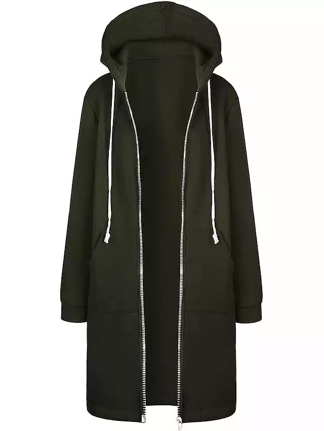 Stylish Women's Zip-Up Hooded Jacket with Drawstring - Black Pink Wine