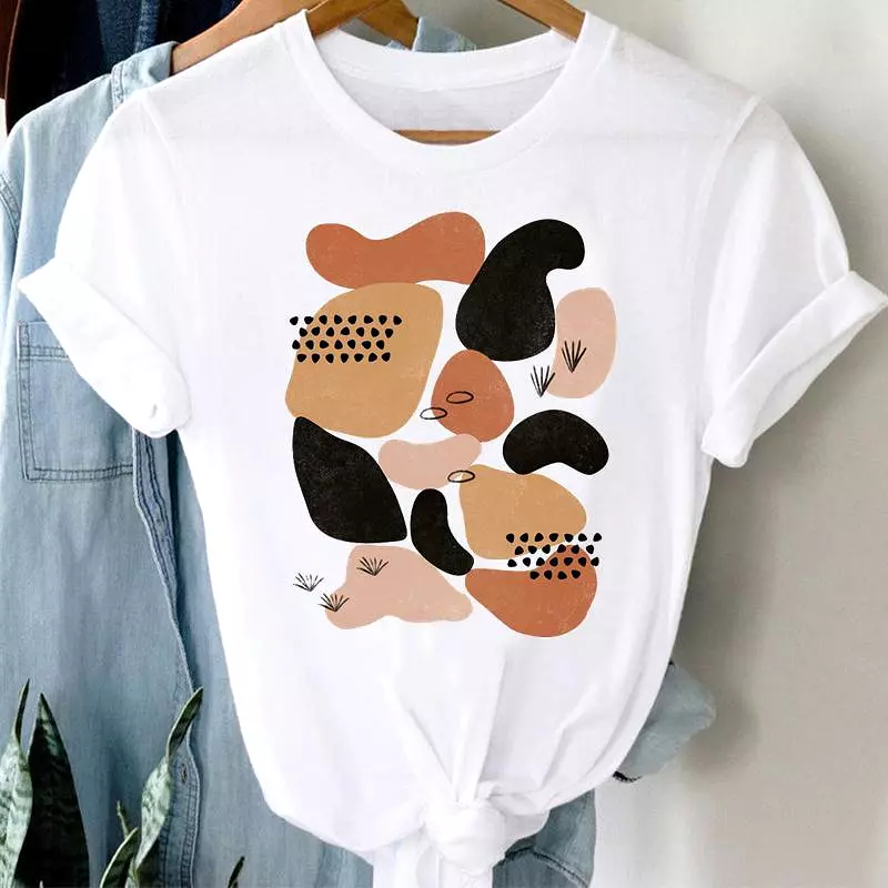 Trend T-shirts Short Sleeve Plant Summer Beach Print Women Cartoon Casual Fashion Graphic Regular Tshirt Top Lady Travel Tee