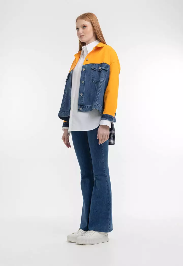 Two Toned Denim Textured Outer Jacket