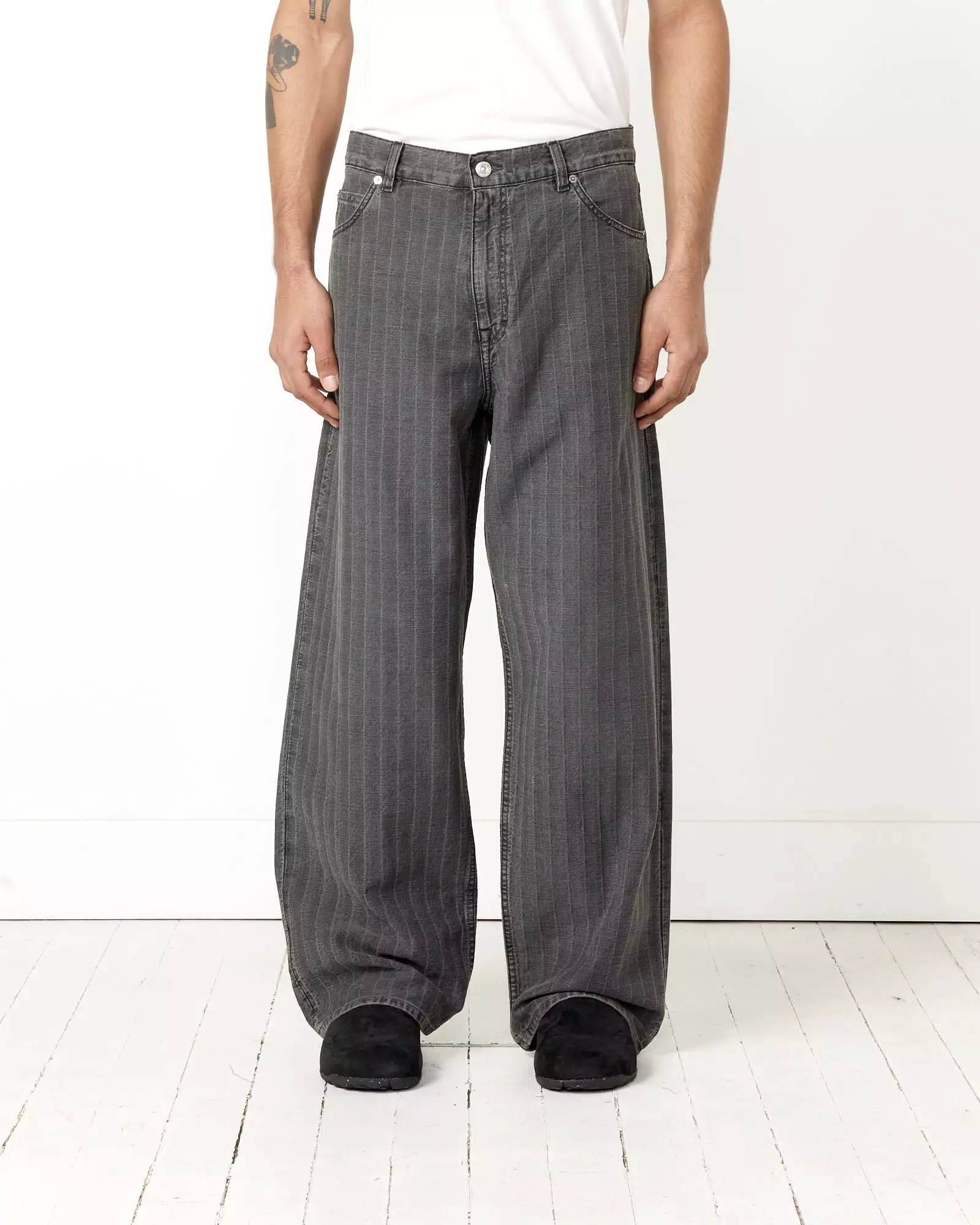 Vast Cut Pant in Washed Grey Torino Stripe