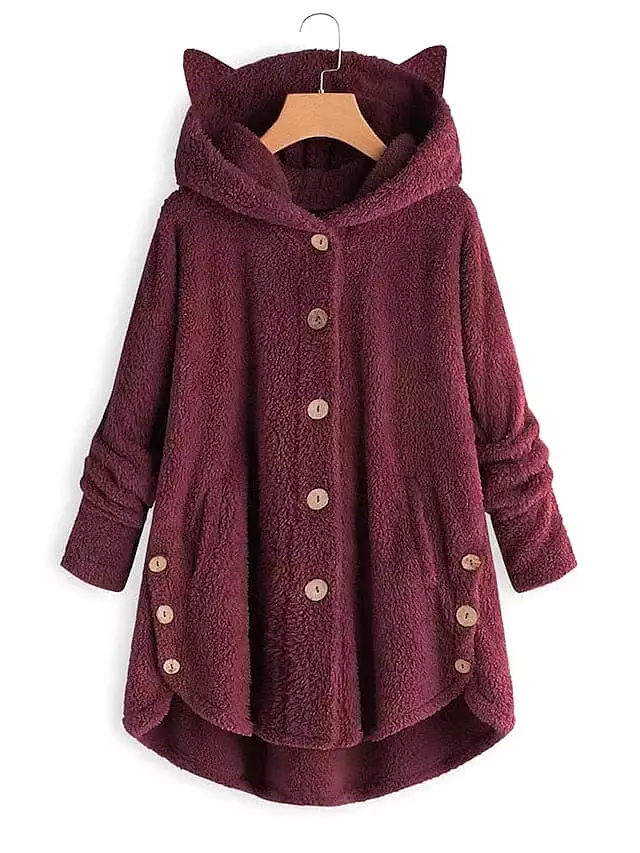 Warm and Stylish Women's Oversized Sherpa Fleece Hooded Jacket