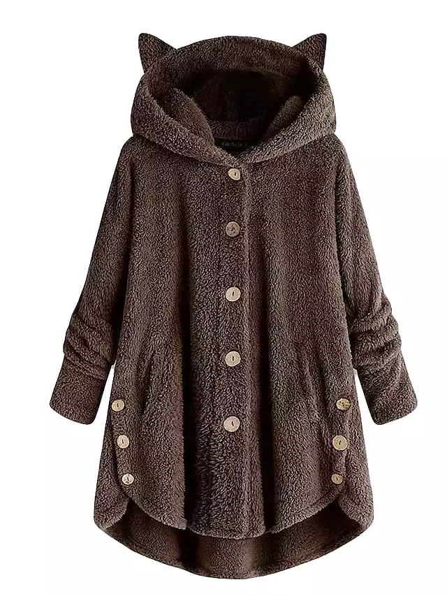 Warm and Stylish Women's Oversized Sherpa Fleece Hooded Jacket