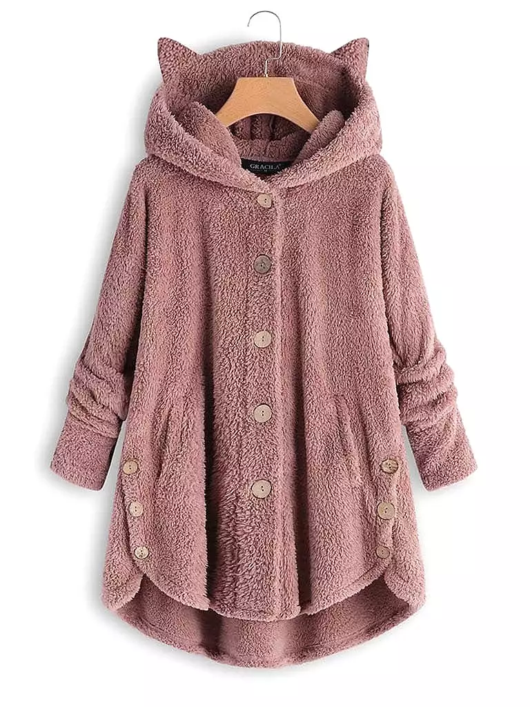 Warm and Stylish Women's Oversized Sherpa Fleece Hooded Jacket