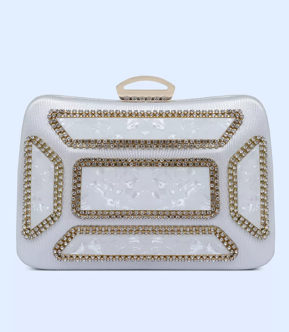 WB2499-WHITE-Women Snazzy Clutch