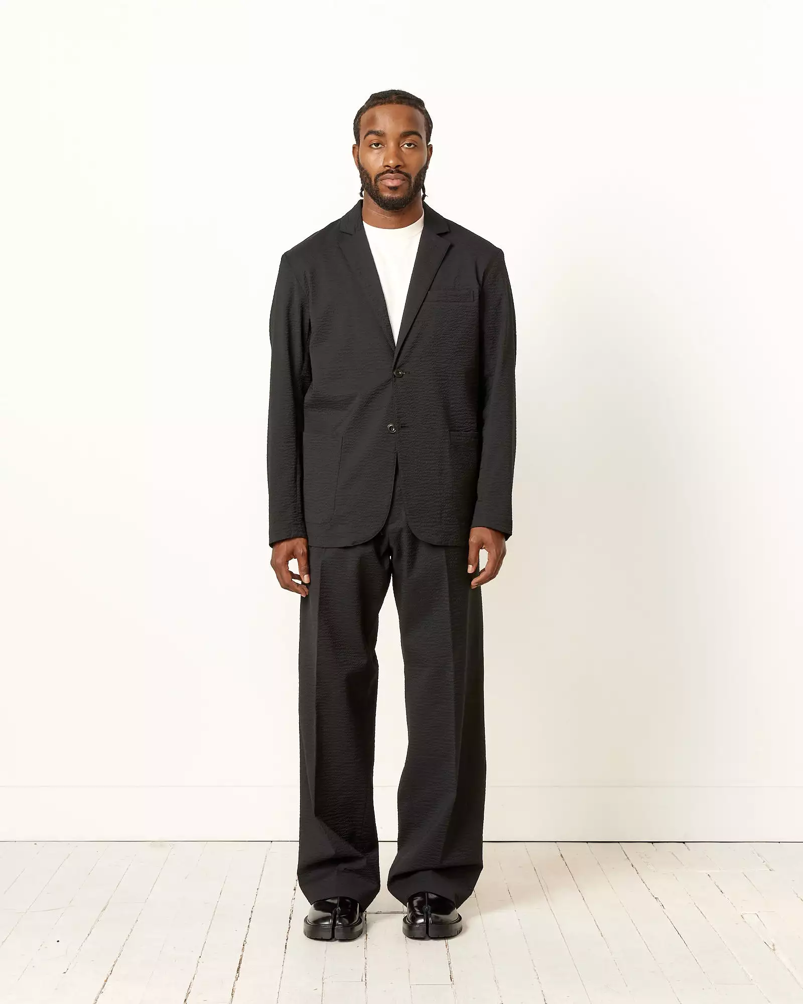 West Coast Pant 3.0 Super 120s Wool Seersucker in Black