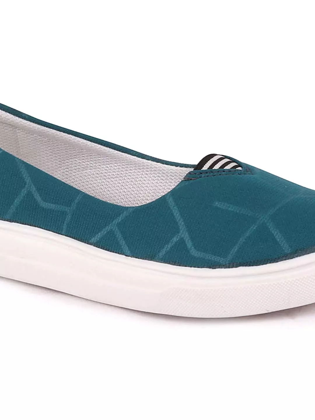 Women Blue Casual Canvas Slip-On Ballerina