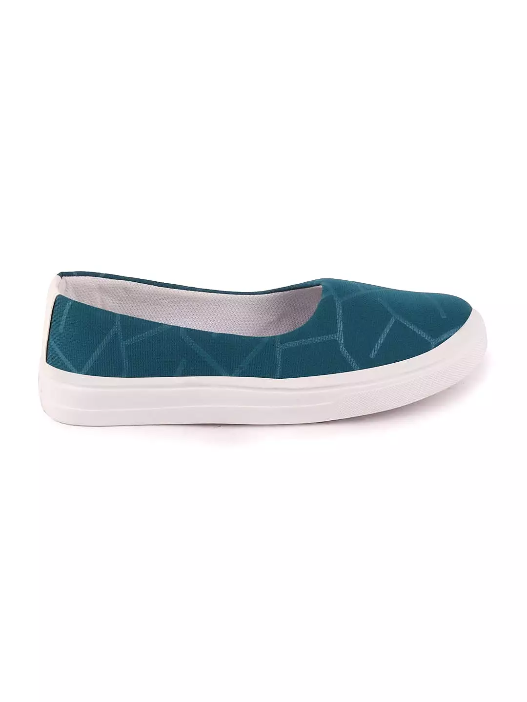 Women Blue Casual Canvas Slip-On Ballerina