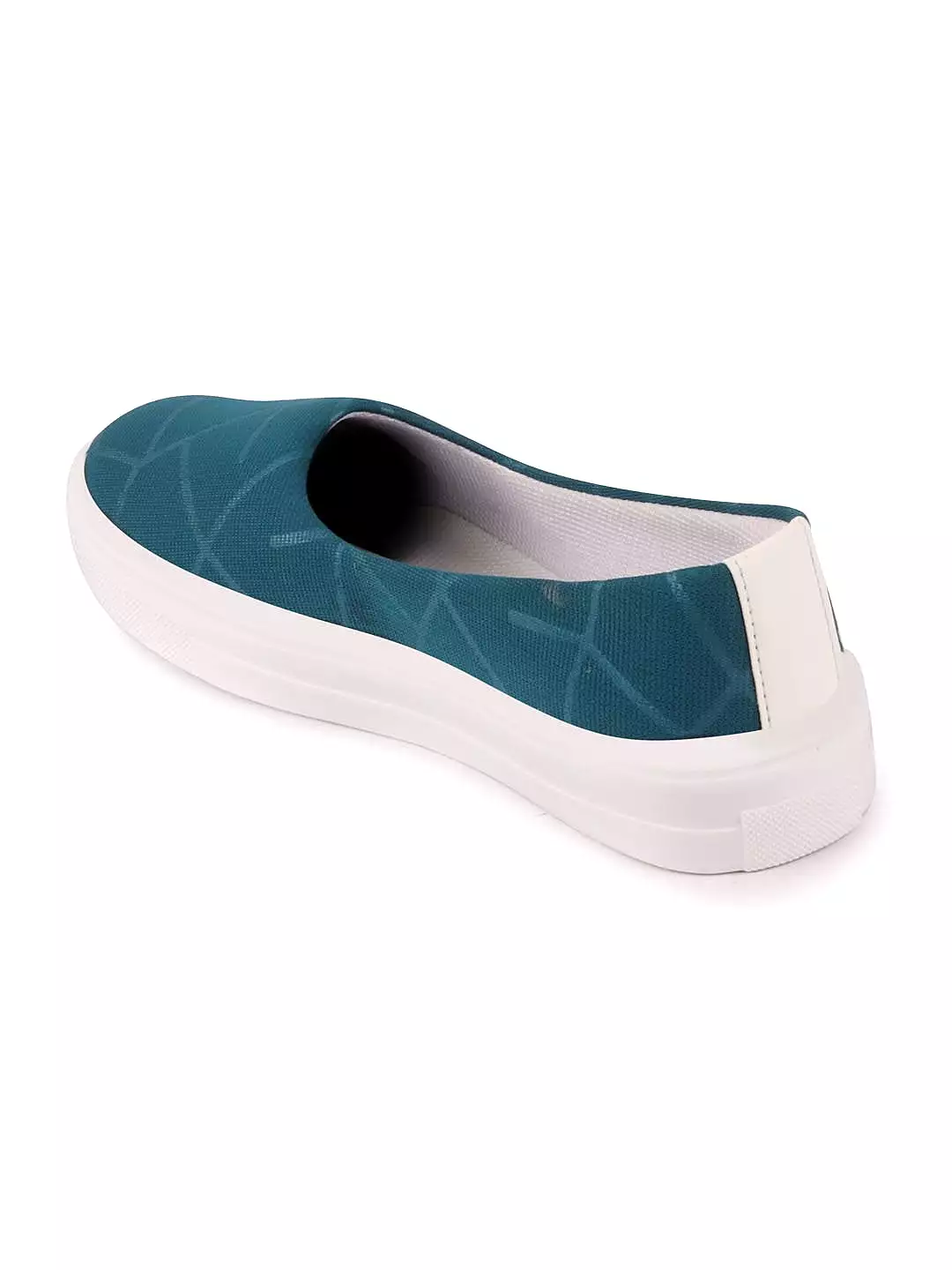 Women Blue Casual Canvas Slip-On Ballerina