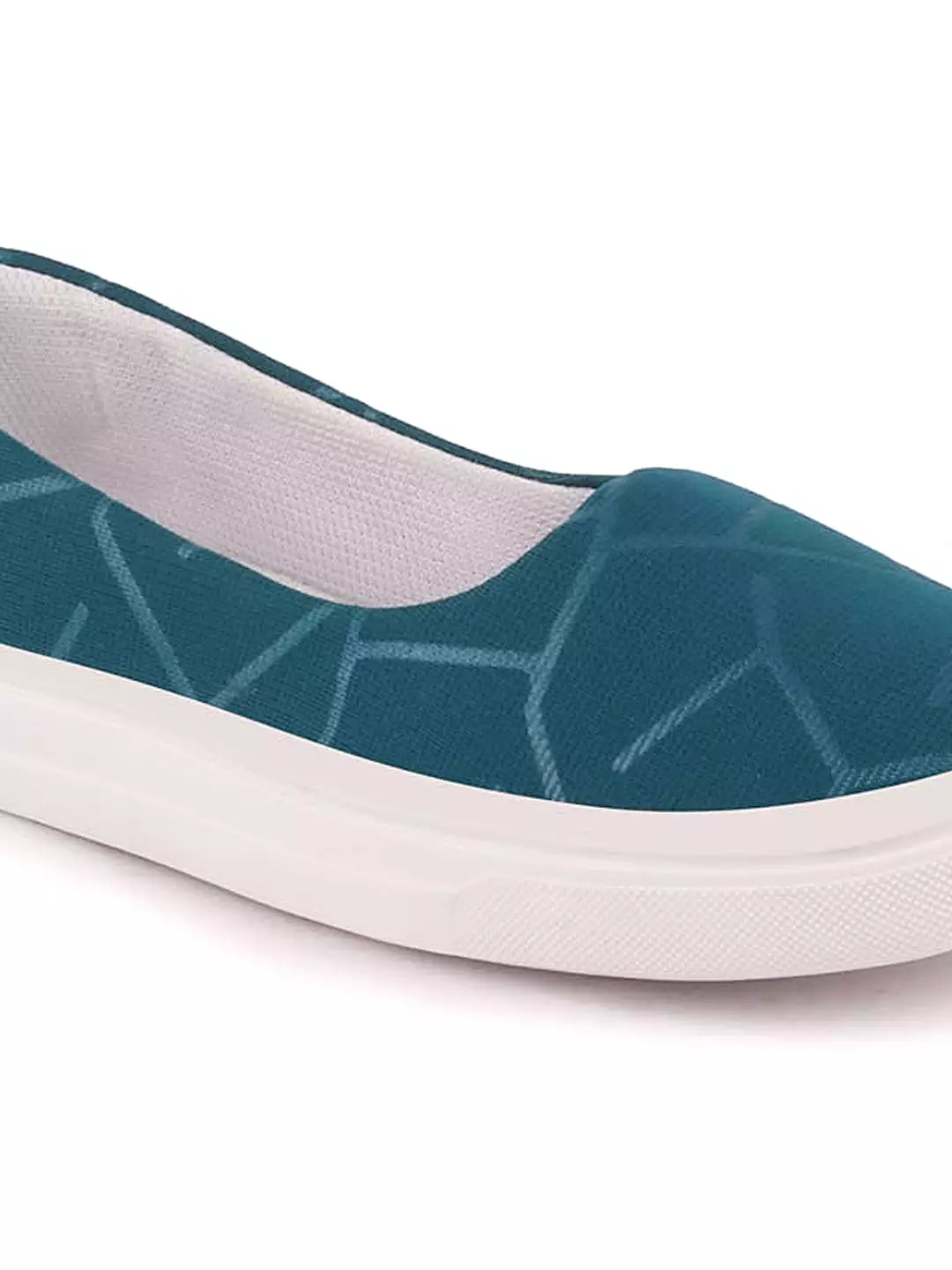 Women Blue Casual Canvas Slip-On Ballerina