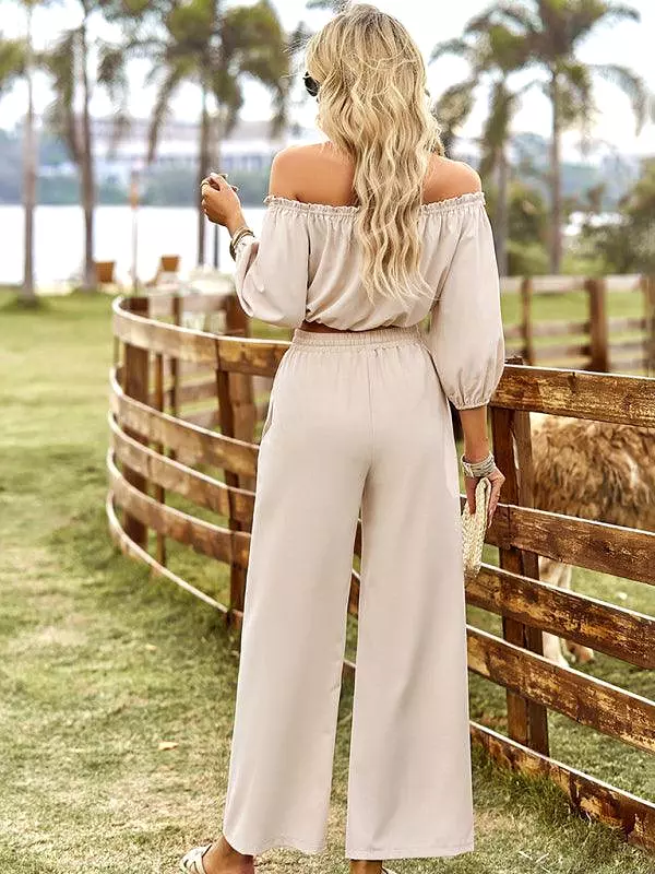 Women Casual Wide-Leg Two-piece Outfit Set