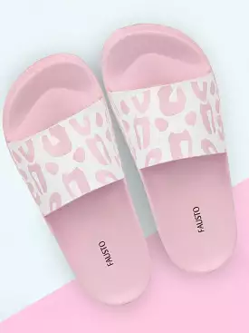 Women Pink/White Outdoor Slider Flip Flops