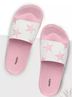 Women Pink/White Outdoor Slider Flip Flops