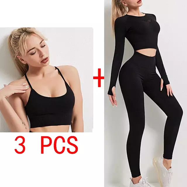 Women Seamless Yoga gym fitness workout set