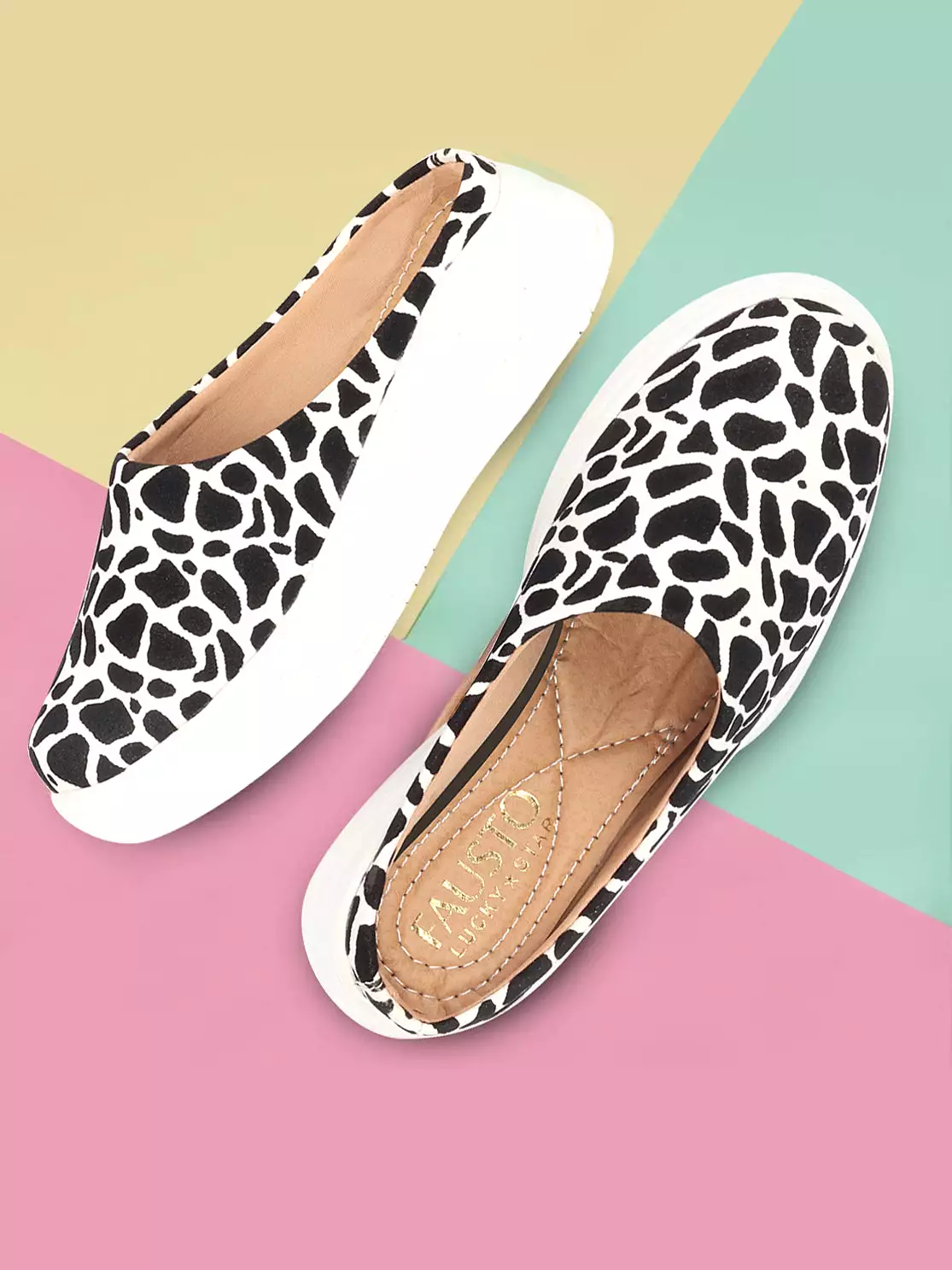 Women White Fashion Outdoor Leopard Print Height Enhancer Open Back Slip On Casual Shoes