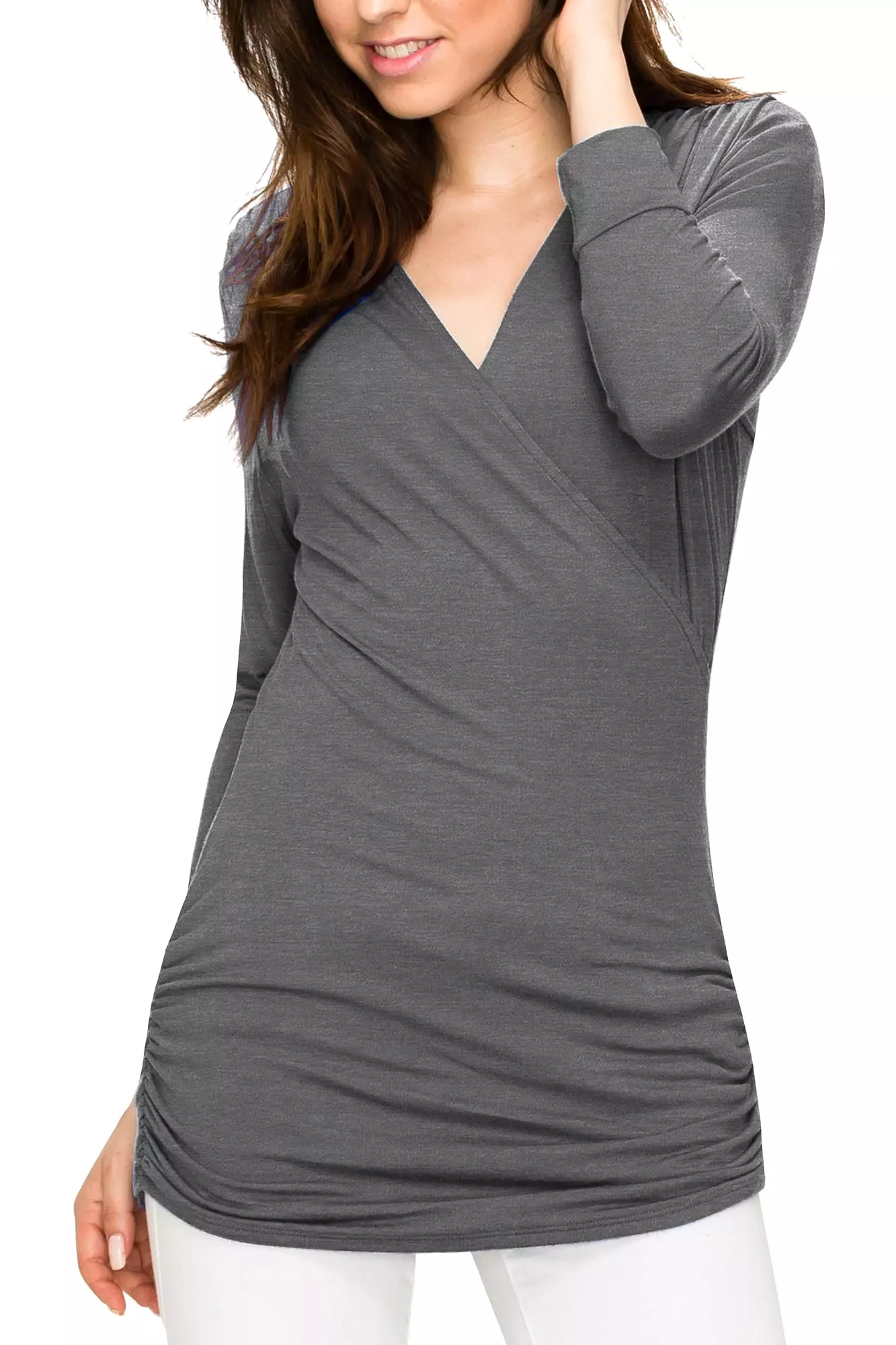 Women's 3/4 Sleeve Cross Front Wrapped V Neck Top