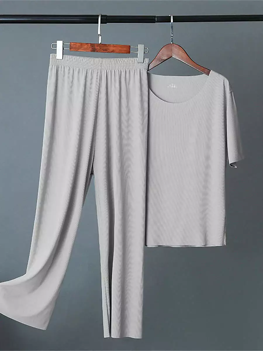 Women's Black and White 2-Piece Loungewear Sets with Comfortable Elegance