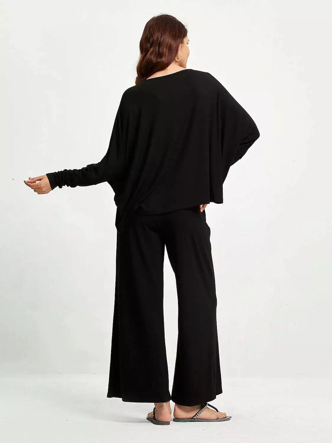 Women's Black Long Sleeve Loose Fit Trousers