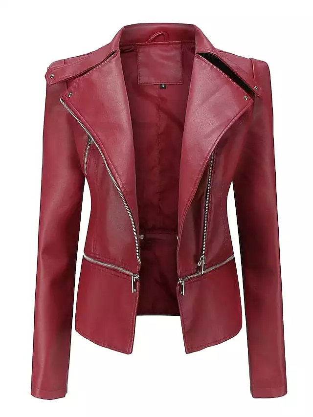 Women's Cozy Loose Fit Faux Leather Jacket for Winter and Fall