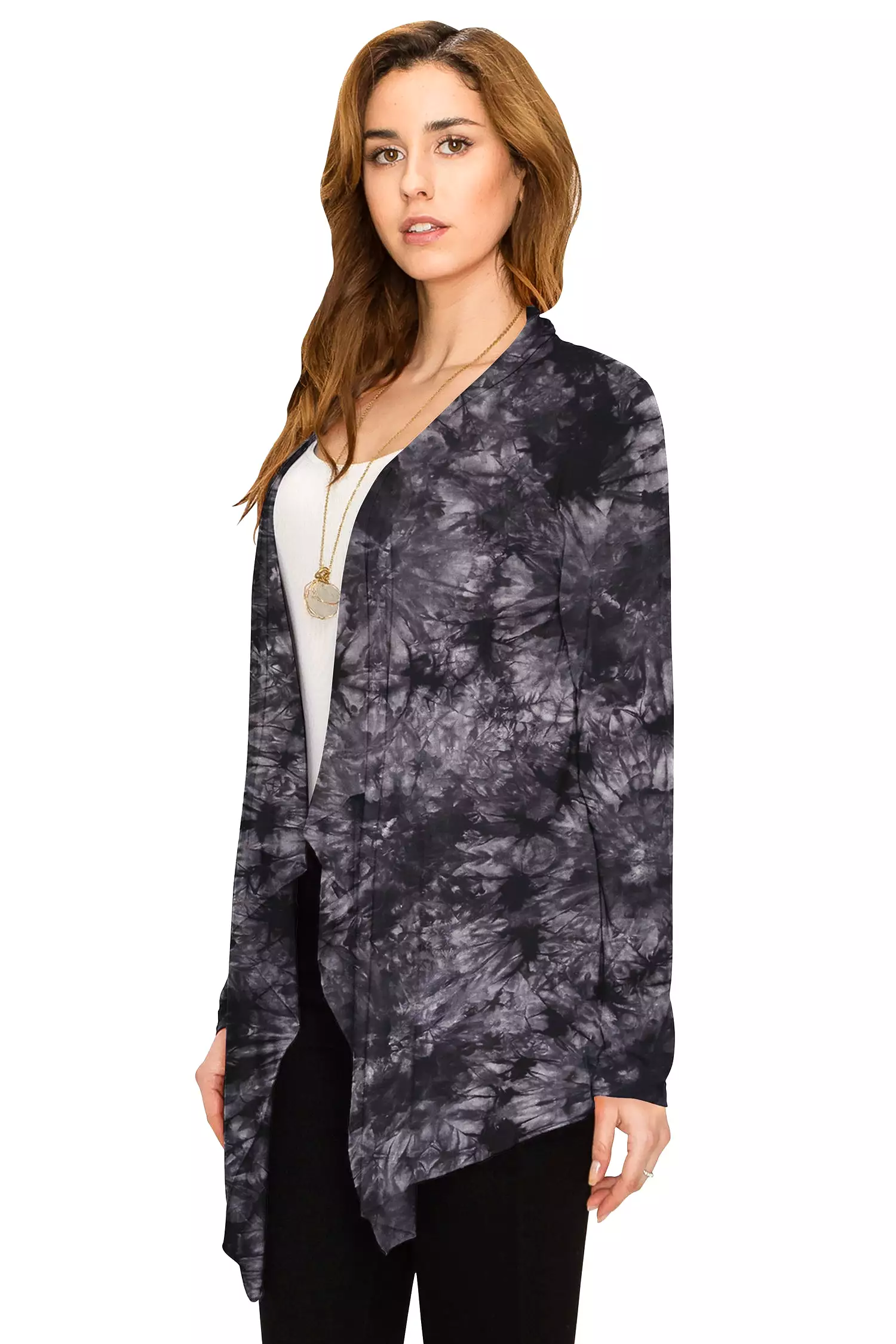 Women's Drape Front Open Cardigan Long Sleeve Irregular Hem