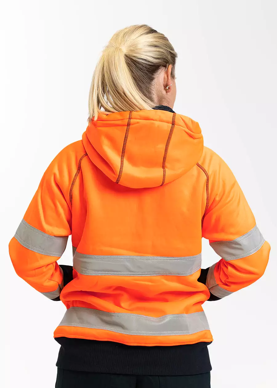 Women's hi vis taped fleece zip front hoodie