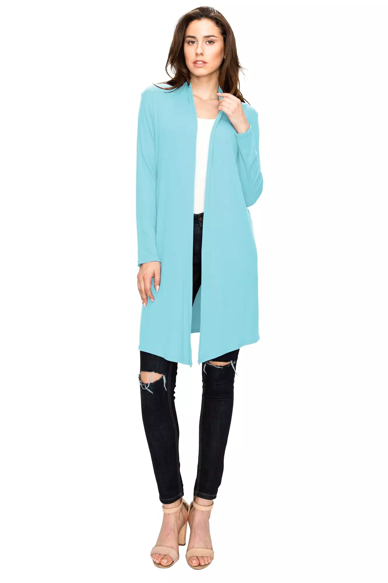 Women's Long Sleeve Open Front Long Cardigan