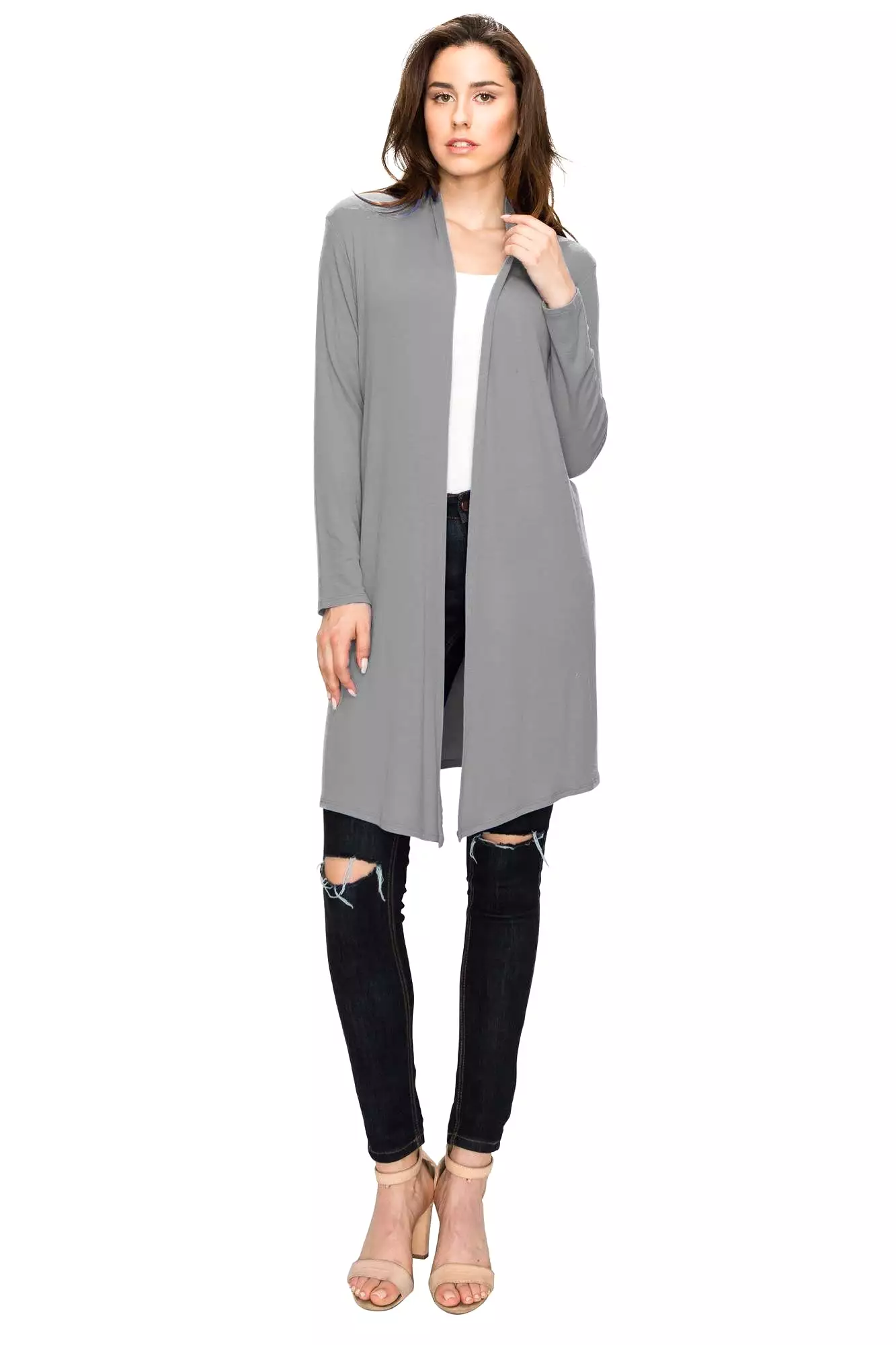 Women's Long Sleeve Open Front Long Cardigan