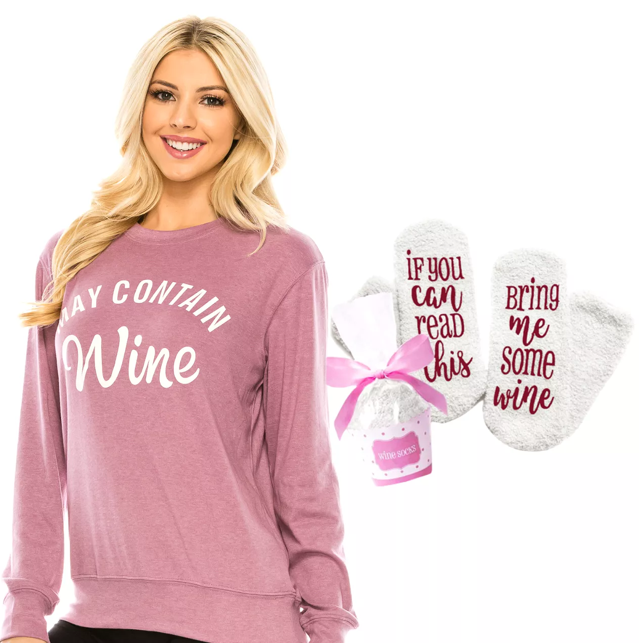 Women's Wine Mom Themed with Bonus Wine Sock Gift Set