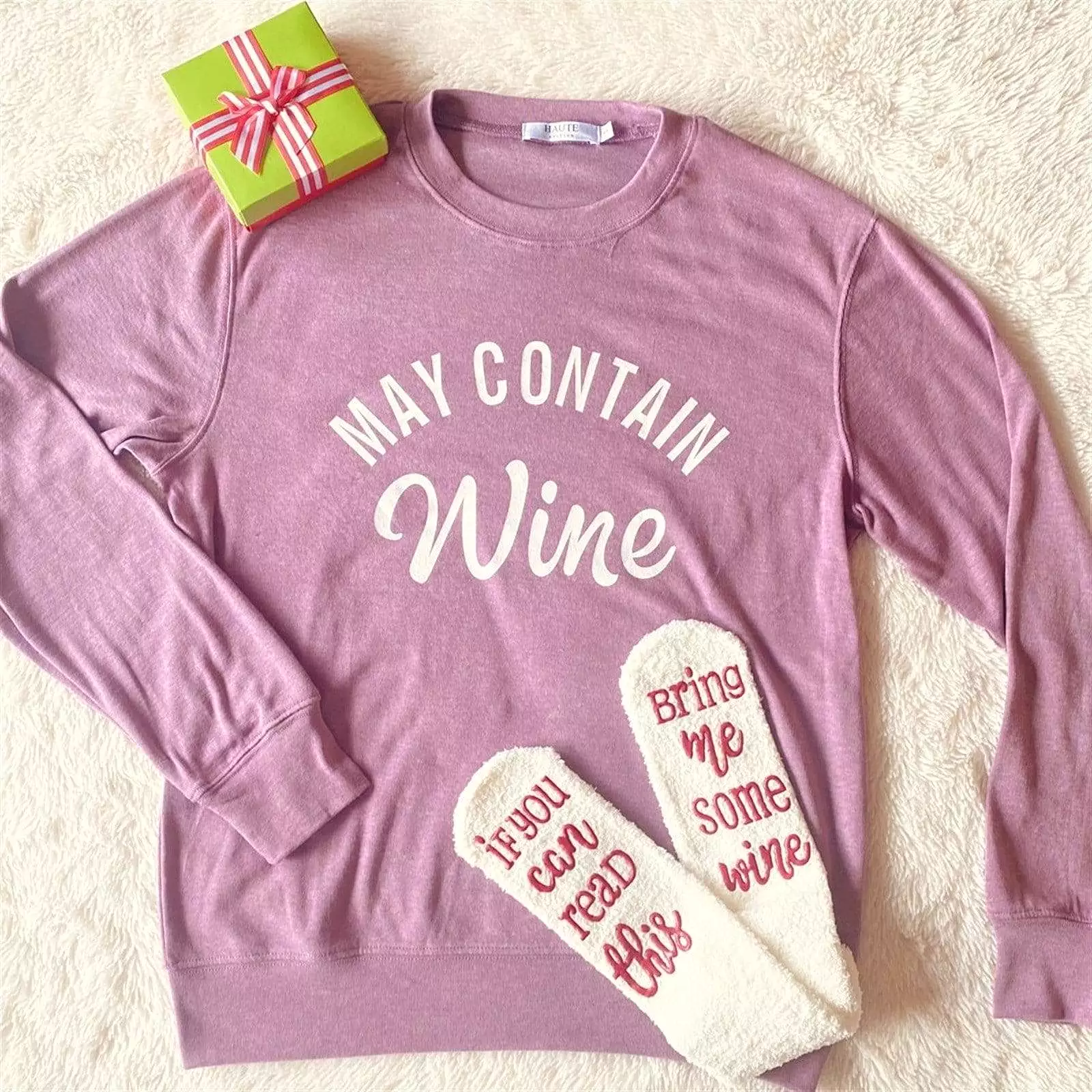 Women's Wine Mom Themed with Bonus Wine Sock Gift Set