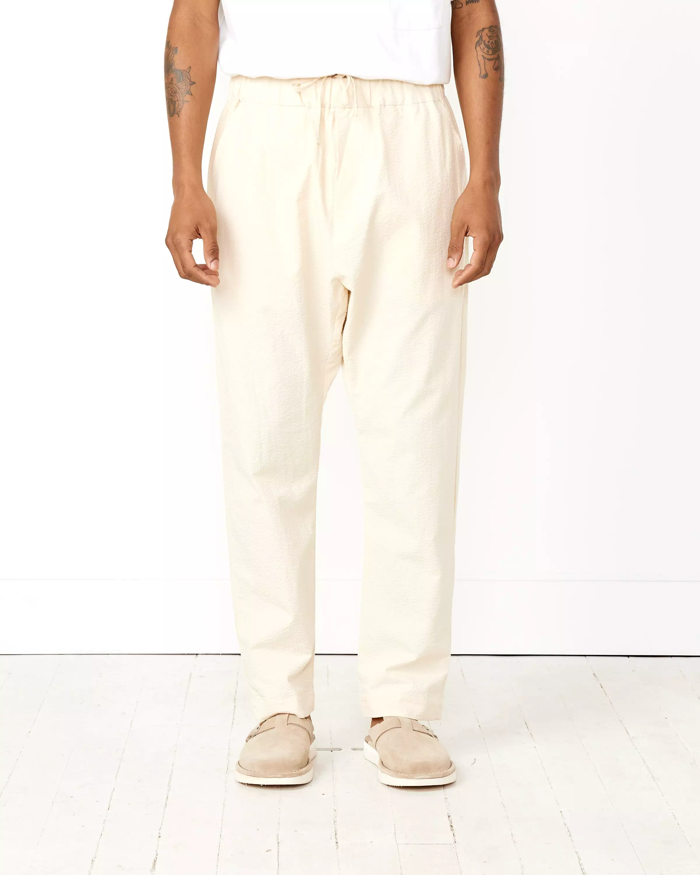 Yoyogi Seersucker Pant in Cream